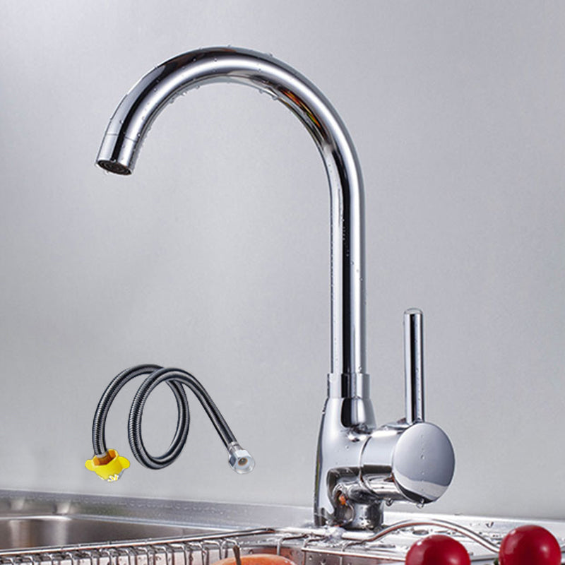 Modern Bar Faucet Brass with Handles and Supply Lines Swivel Spout Kitchen Sink Faucet