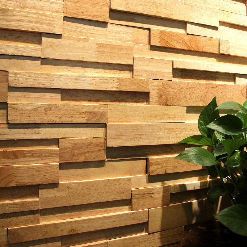 Mosaic Wood Wall Paneling Glue down Living Room Modern Style Wood Plank