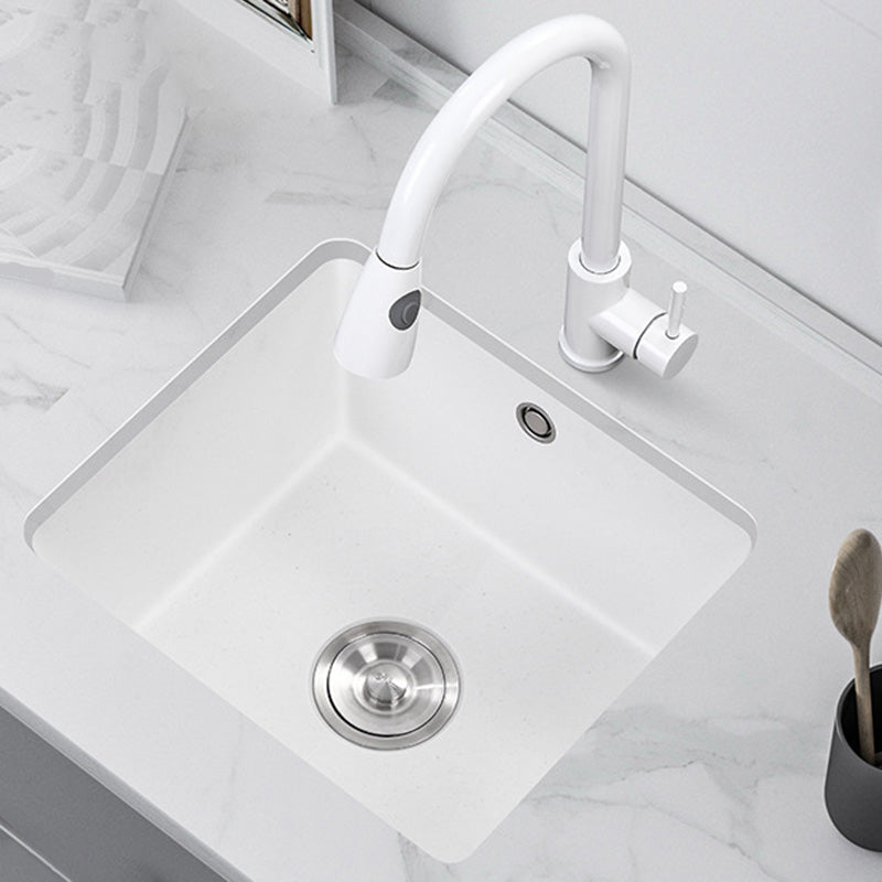 Contemporary White Quartz Kitchen Sink Drop-In 1 Holes Single Bowl Sink