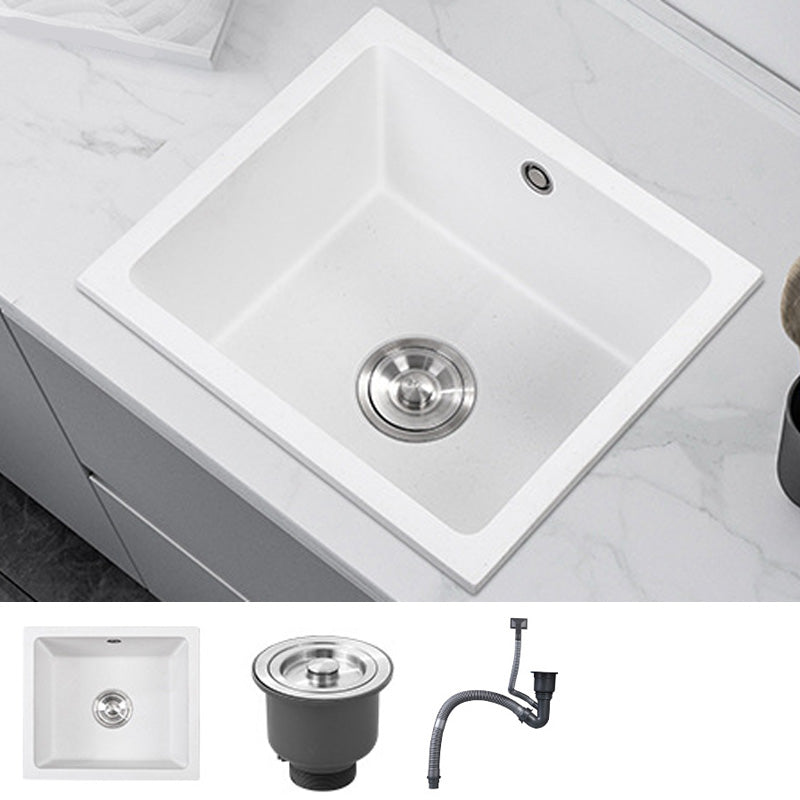 Contemporary White Quartz Kitchen Sink Drop-In 1 Holes Single Bowl Sink