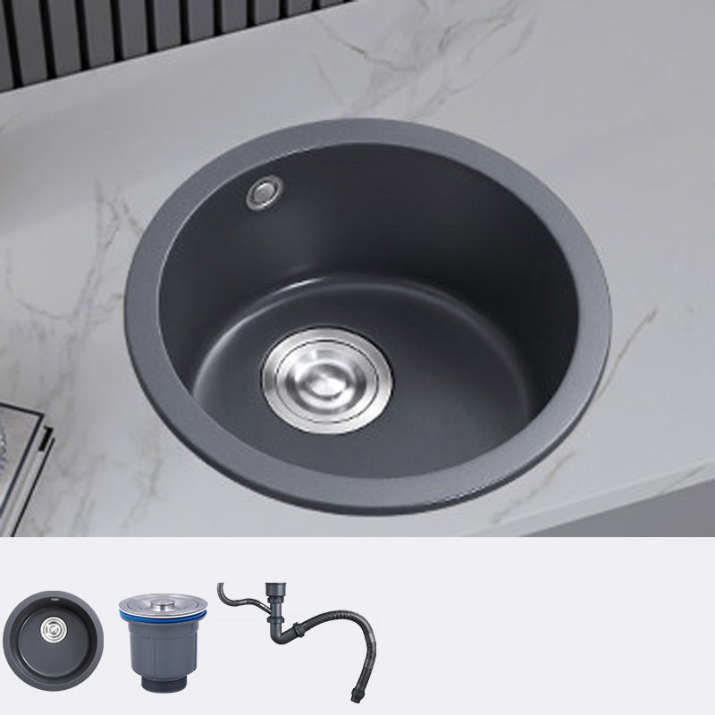 Black Round  Kitchen Sink Contemporary Drop-In 1 Holes Single Bowl Sink