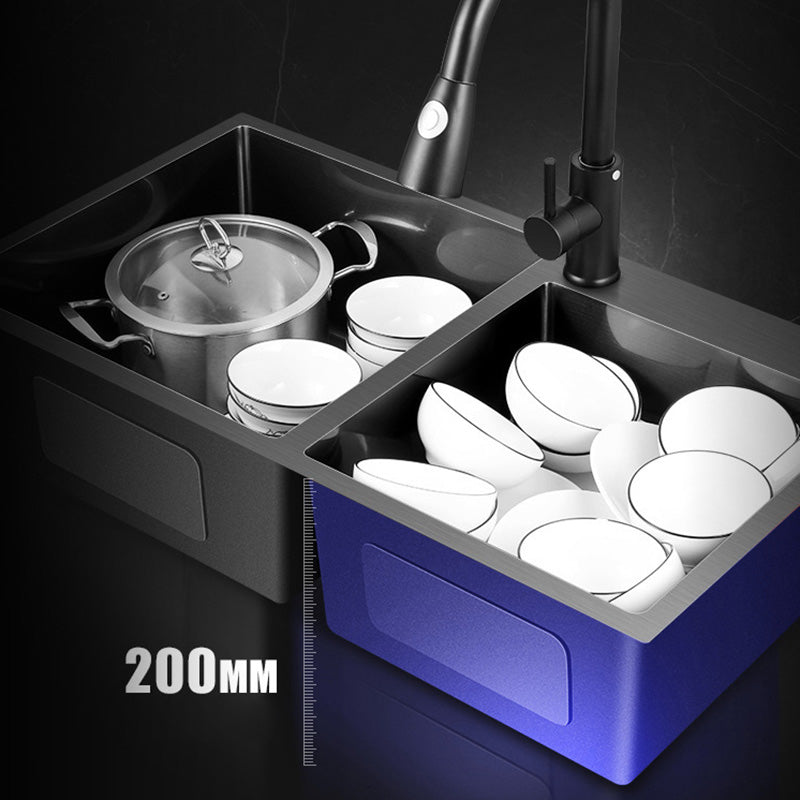 Single Bowl Black Kitchen Sink with Drain Assembly Drop-In Contemporary Sink