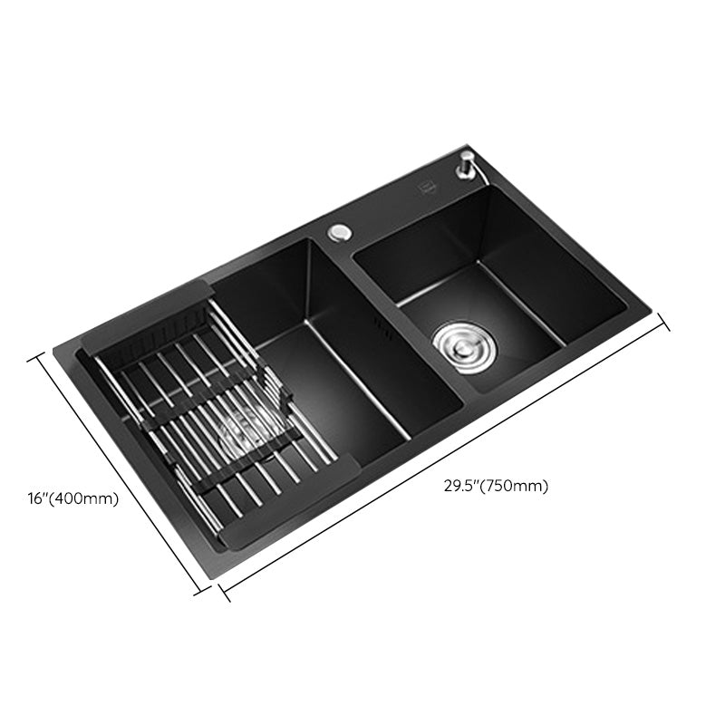 Single Bowl Black Kitchen Sink with Drain Assembly Drop-In Contemporary Sink