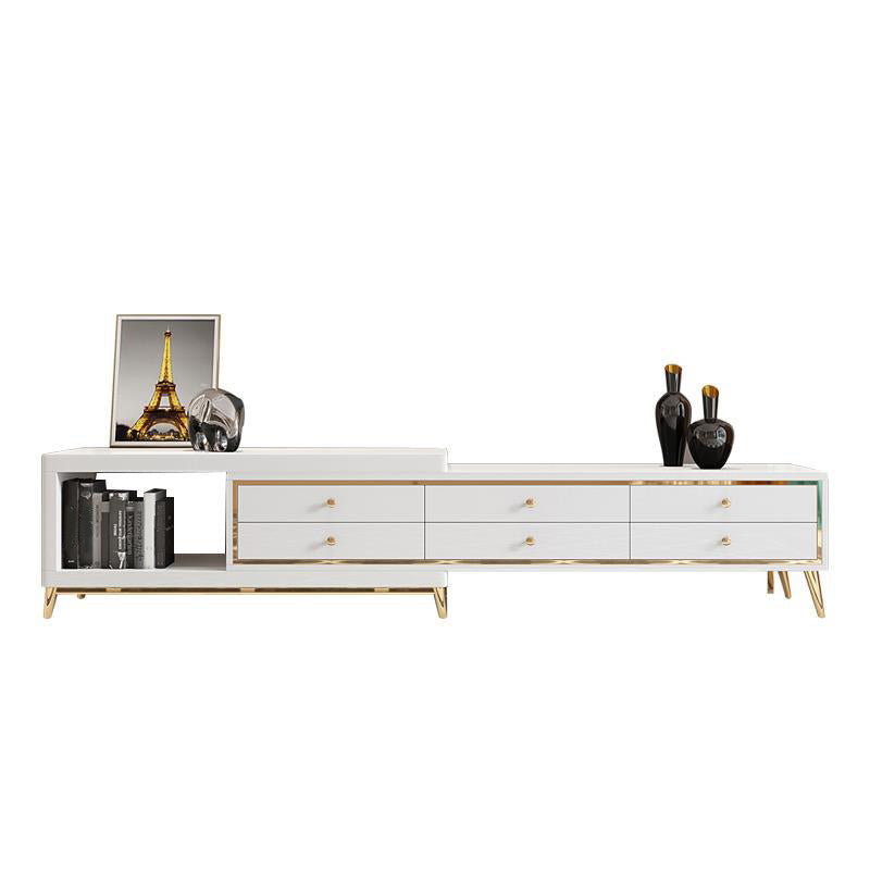 Glam Glass Stand Console Drawers Included Media Console with Legs