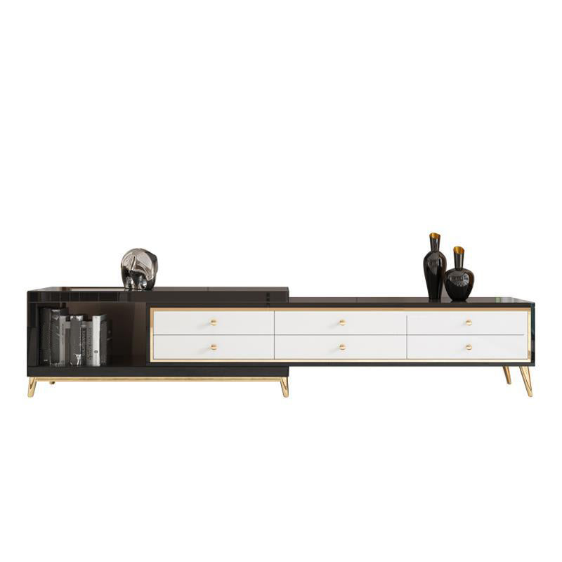 Glam Glass Stand Console Drawers Included Media Console with Legs