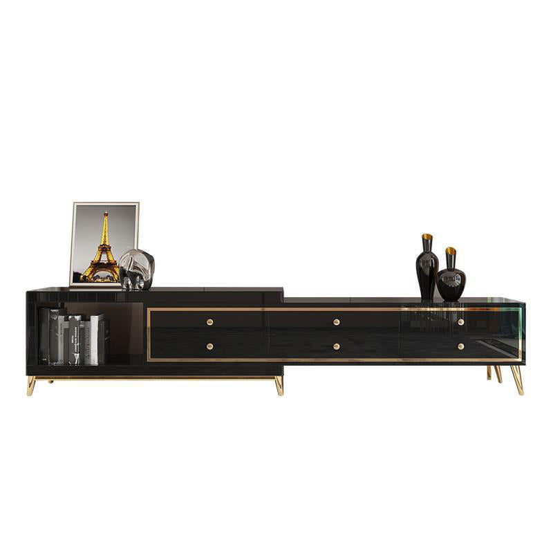 Glam Glass Stand Console Drawers Included Media Console with Legs