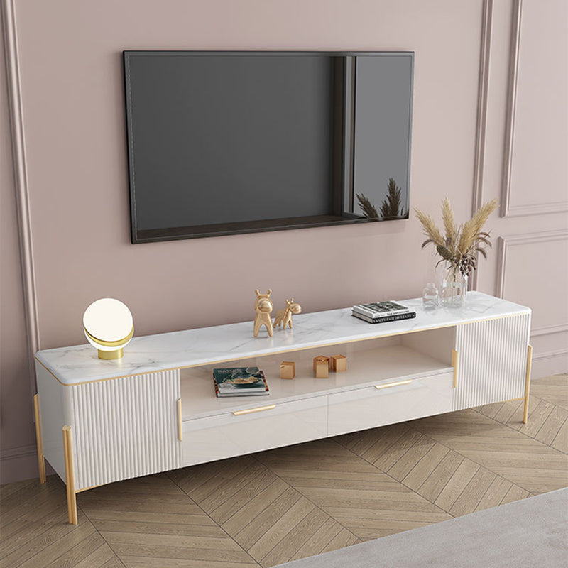 Glam Stone Stand Console Drawers Included Media Console with Legs