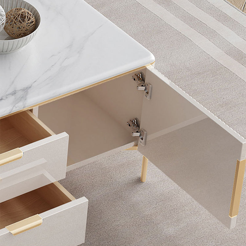 Glam Stone Stand Console Drawers Included Media Console with Legs