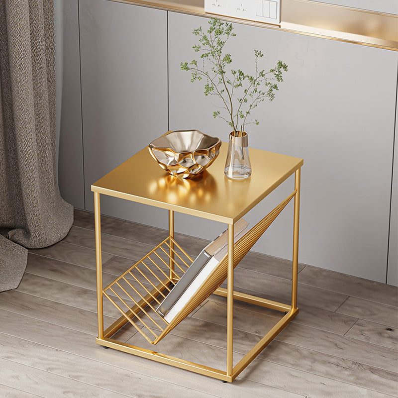 1 Shelf Glam Bedside Cabinet Metal Nightstand Open Storage Night Table  ,19.7" Tall