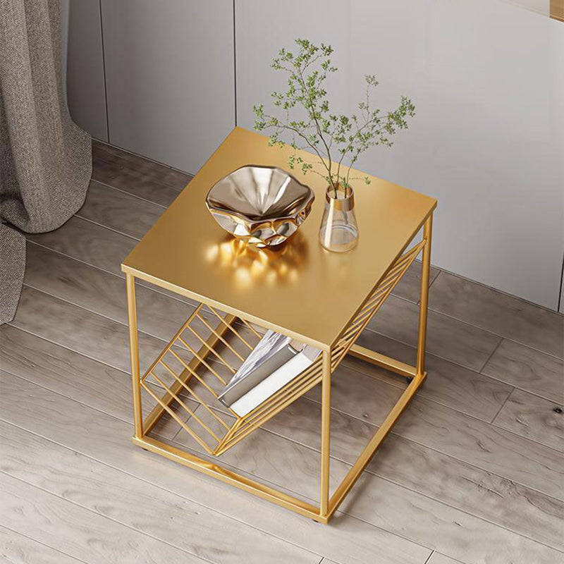 1 Shelf Glam Bedside Cabinet Metal Nightstand Open Storage Night Table  ,19.7" Tall