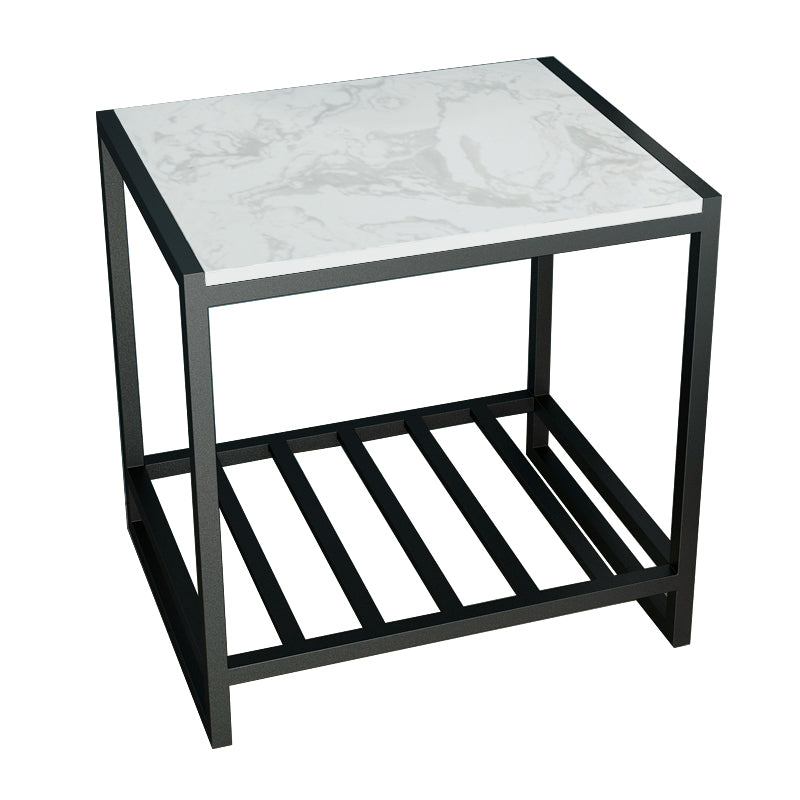 1 Shelf Industrial Nightstand Stone Open Storage Night Table 19.7" Tall