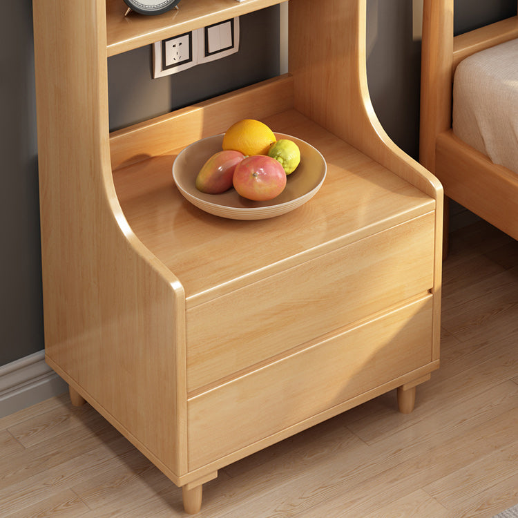 Contemporary Nightstand Open Storage Bedside Cabinet with Drawers