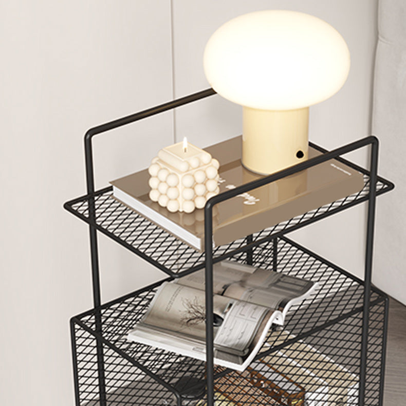 Metal Accent Table Nightstand Shelves Storage Bedside Cabinet for Bedroom