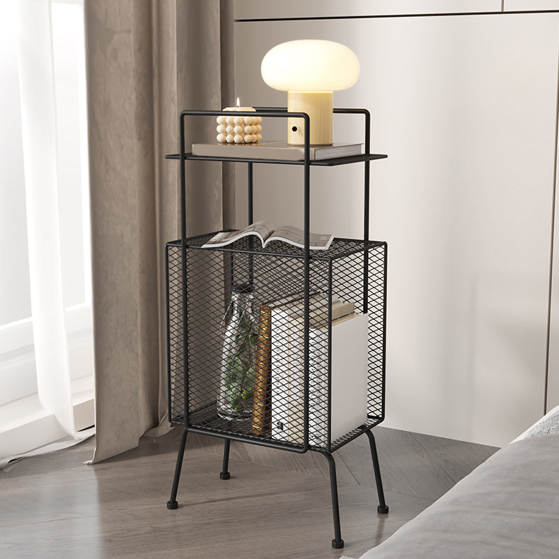 Metal Accent Table Nightstand Shelves Storage Bedside Cabinet for Bedroom