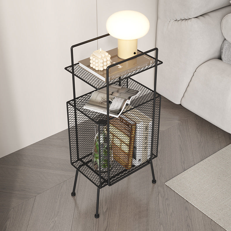 Metal Accent Table Nightstand Shelves Storage Bedside Cabinet for Bedroom