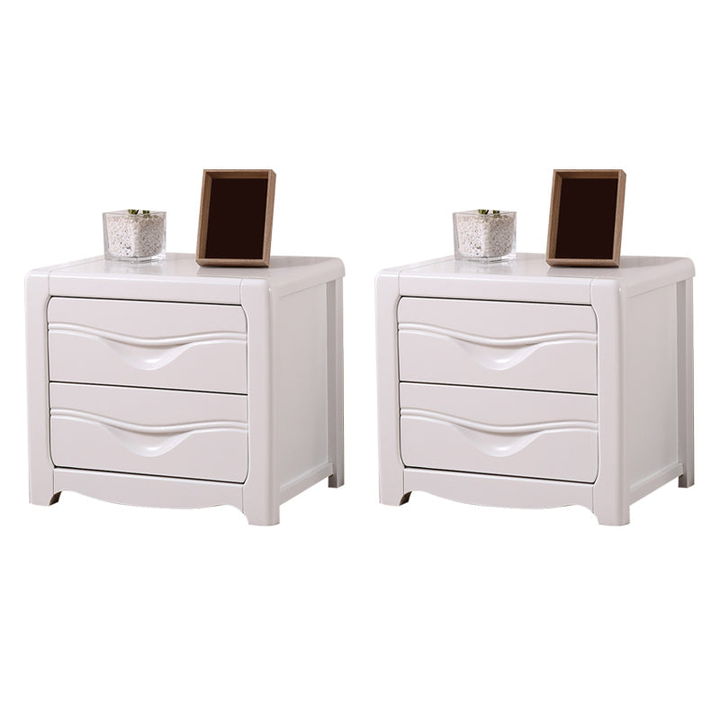 Contemporary Nightstand Solid Wood Bedside Cabinet with 2 Drawers