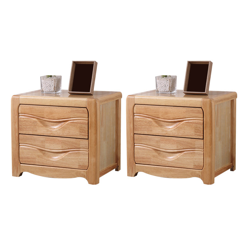 Contemporary Nightstand Solid Wood Bedside Cabinet with 2 Drawers