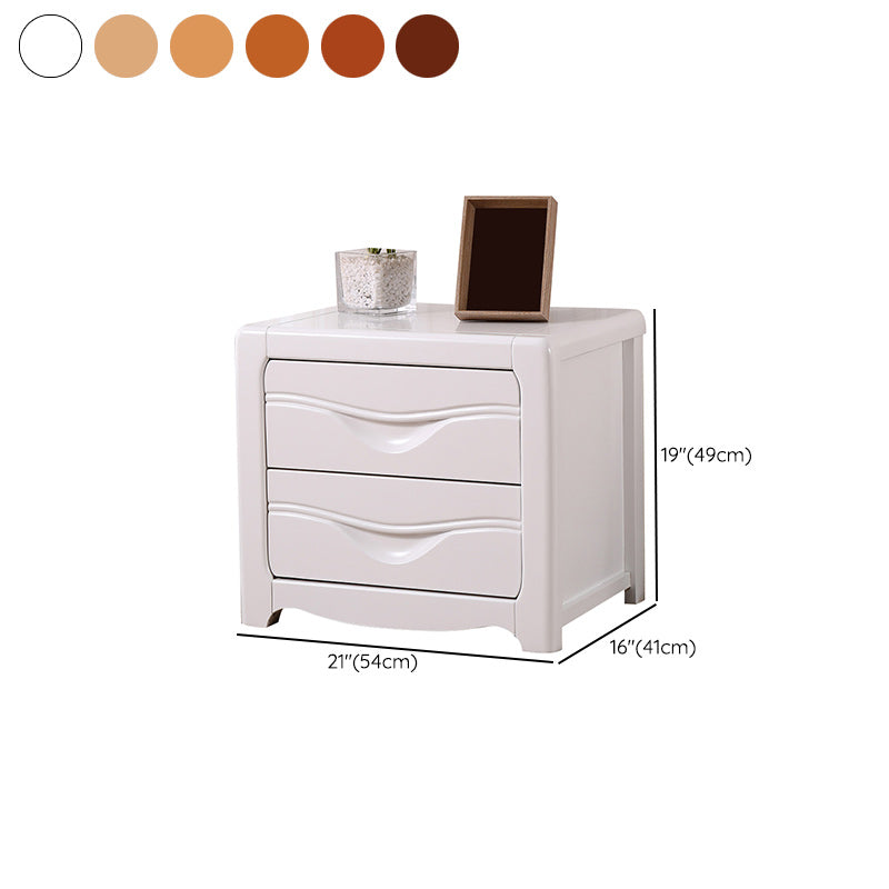 Contemporary Nightstand Solid Wood Bedside Cabinet with 2 Drawers