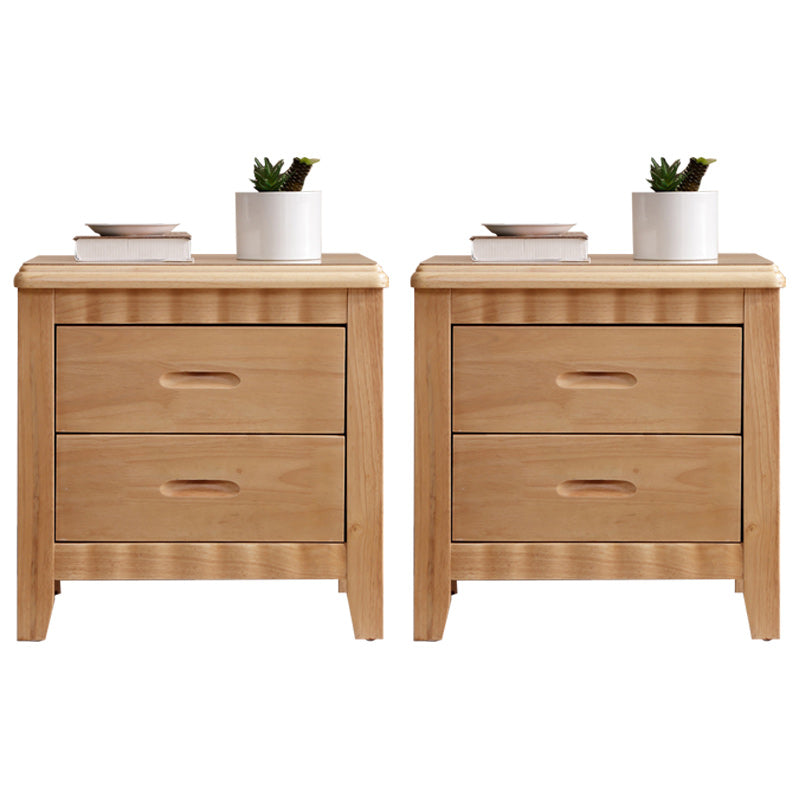 Contemporary Nightstand Solid Wood Bedside Cabinet with Drawers