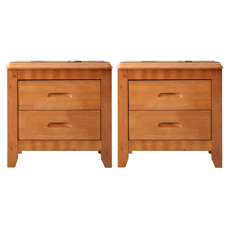 Contemporary Nightstand Solid Wood Bedside Cabinet with Drawers