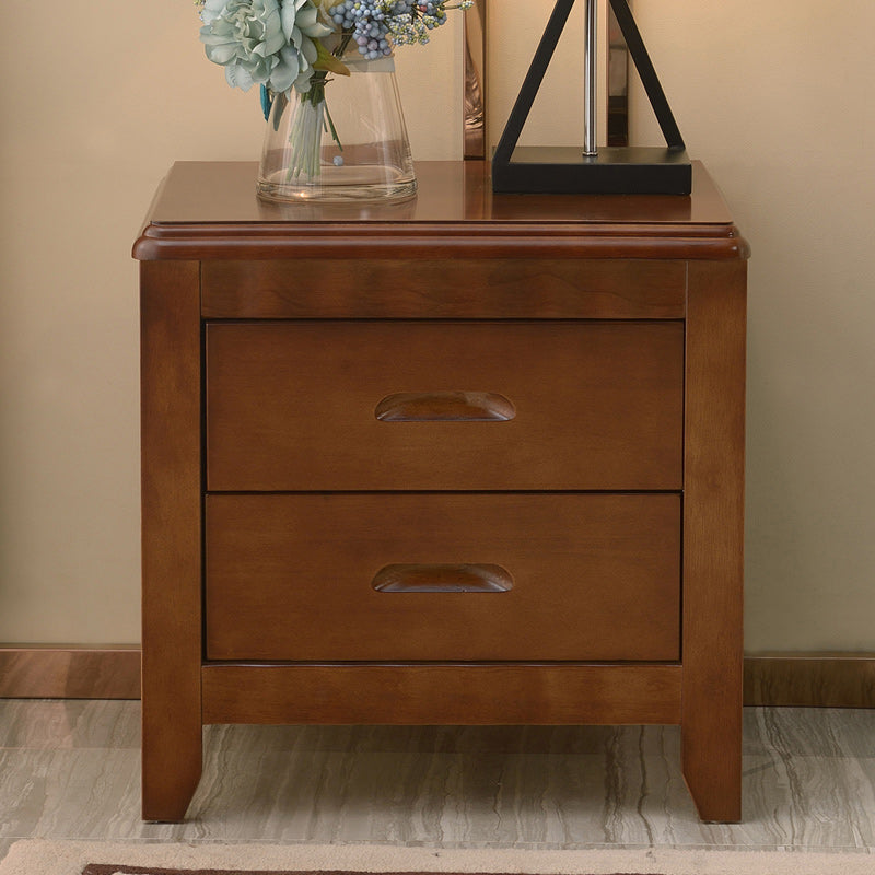 Contemporary Nightstand Solid Wood Bedside Cabinet with Drawers