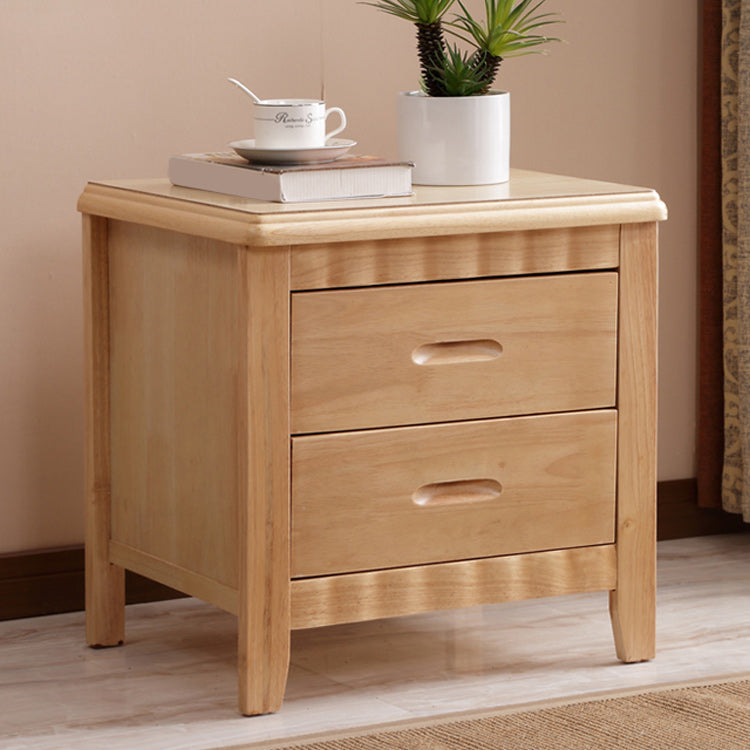 Contemporary Nightstand Solid Wood Bedside Cabinet with Drawers