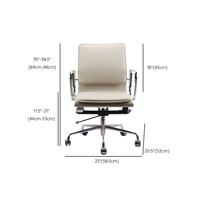 Modern Desk Chair Leather Computer Chair Mid-Back Chair with Wheels/No Wheels