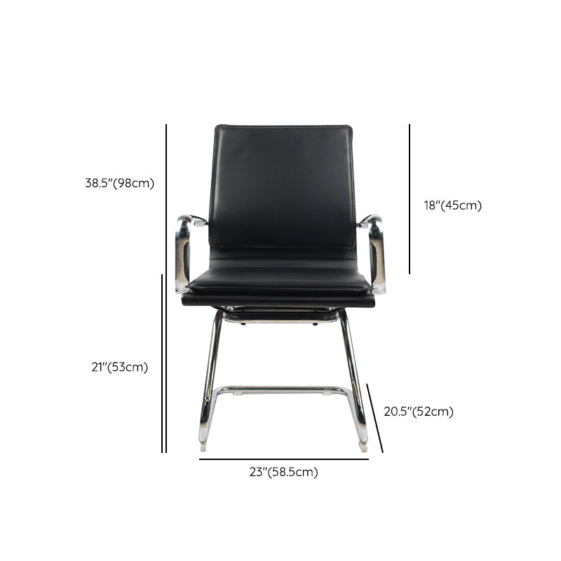 Modern Desk Chair Leather Computer Chair Mid-Back Chair with Wheels/No Wheels