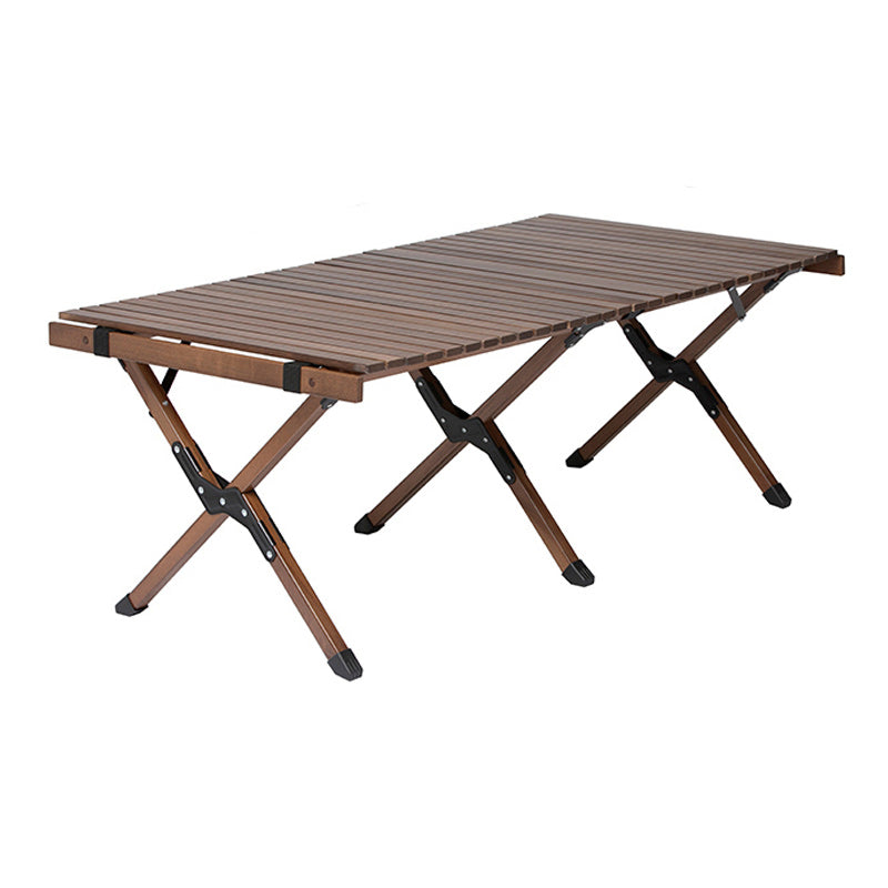 Metal and Wood Patio Table Modern Outdoor Outdoor Foldable Camping Table