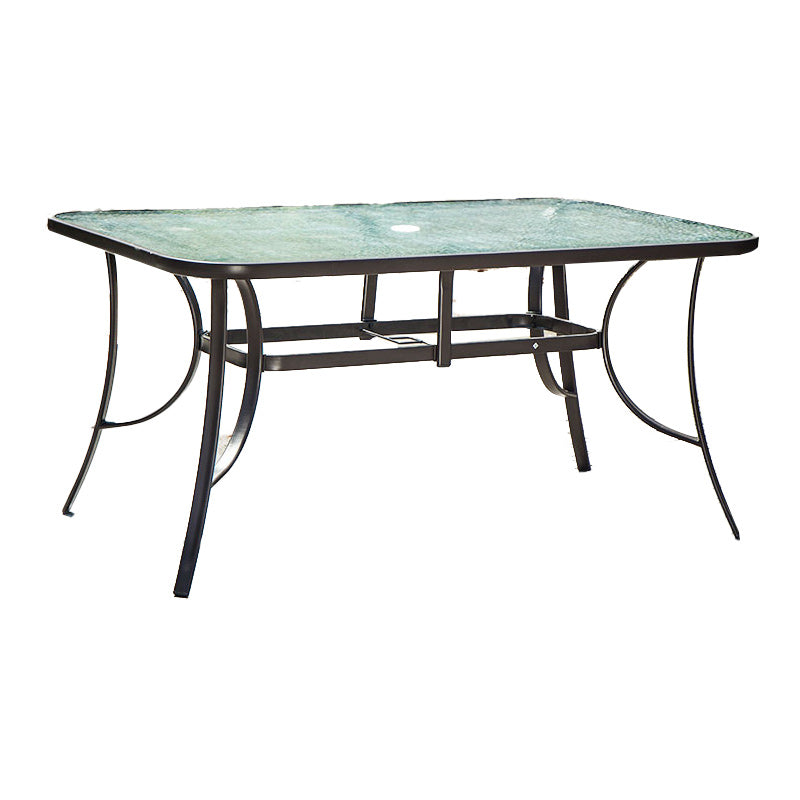 Metal and Glass Patio Table Industrial Style Outdoor Patio Dining Table