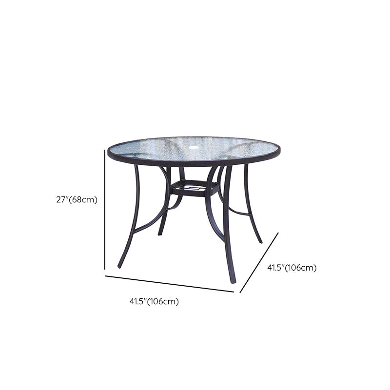 Metal and Glass Patio Table Industrial Style Outdoor Patio Dining Table