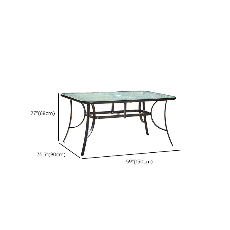 Metal and Glass Patio Table Industrial Style Outdoor Patio Dining Table