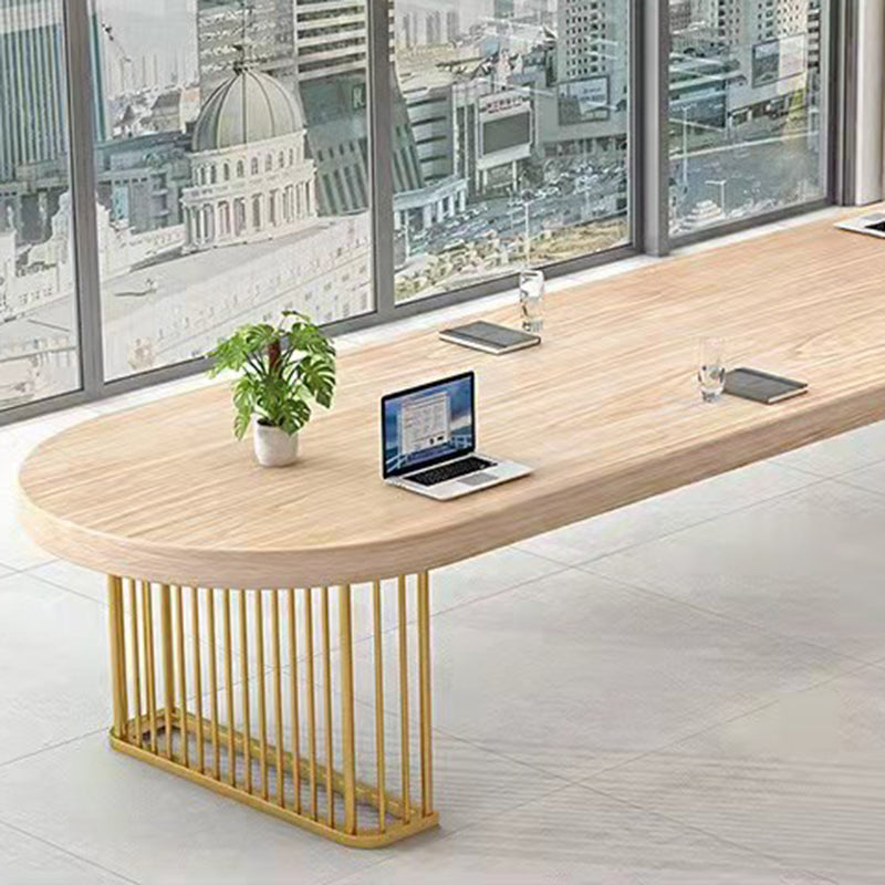 29.25-inch Height Industrial Writing Desk Oval Solid Wood Office Desk