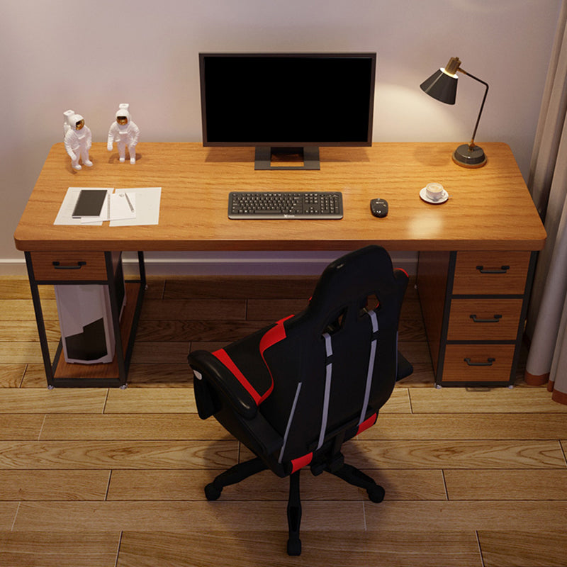 Industrial Rectangular Office Desk Wood Computer Desk with Metal Legs