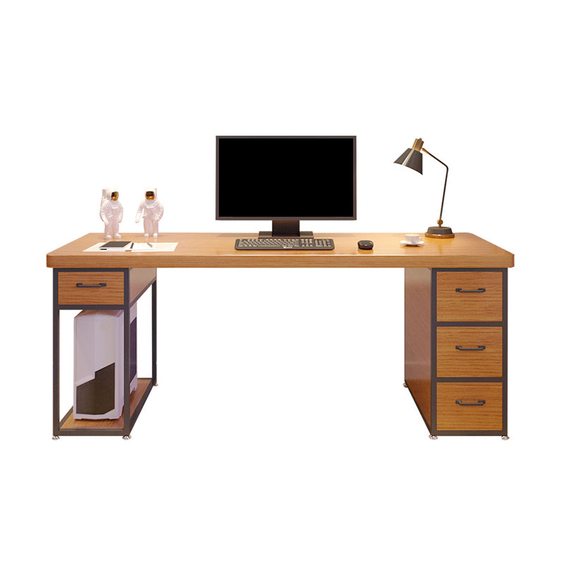 Industrial Rectangular Office Desk Wood Computer Desk with Metal Legs