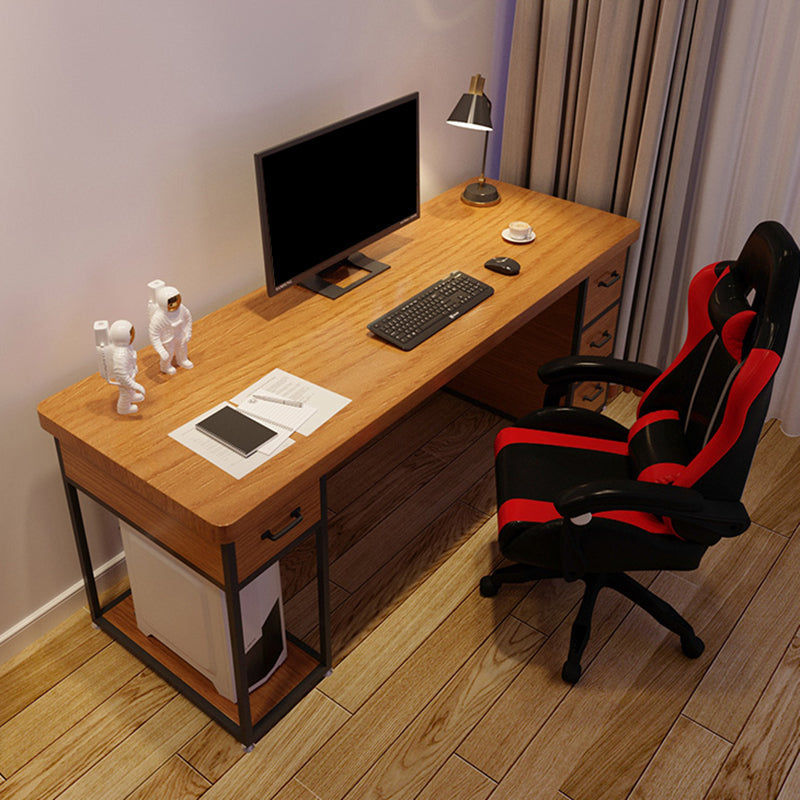 Industrial Rectangular Office Desk Wood Computer Desk with Metal Legs