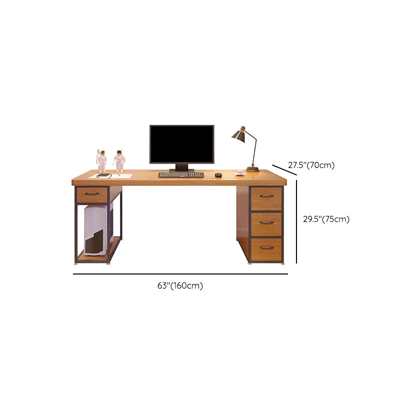 Industrial Rectangular Office Desk Wood Computer Desk with Metal Legs