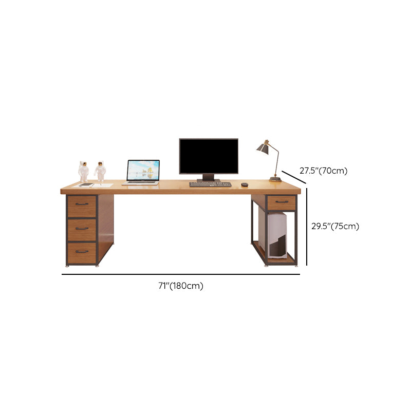 Industrial Rectangular Office Desk Wood Computer Desk with Metal Legs