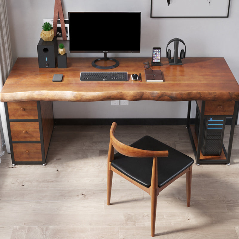 Industrial Wood Computer Desk Rectangular Office Desk with Drawer