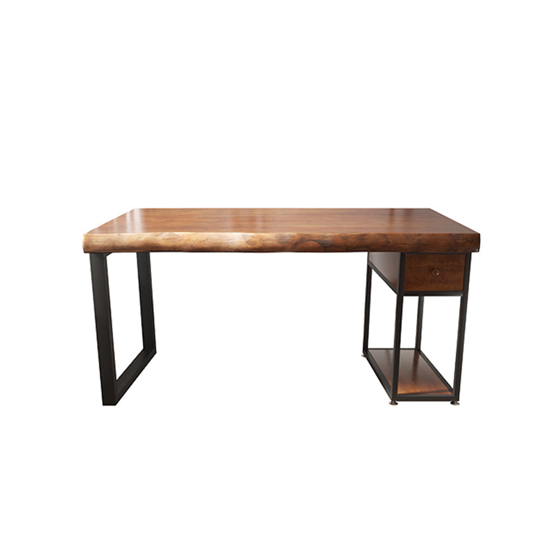 Industrial Wood Computer Desk Rectangular Office Desk with Drawer