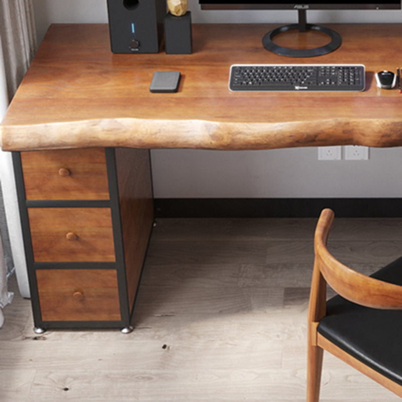 Industrial Wood Computer Desk Rectangular Office Desk with Drawer