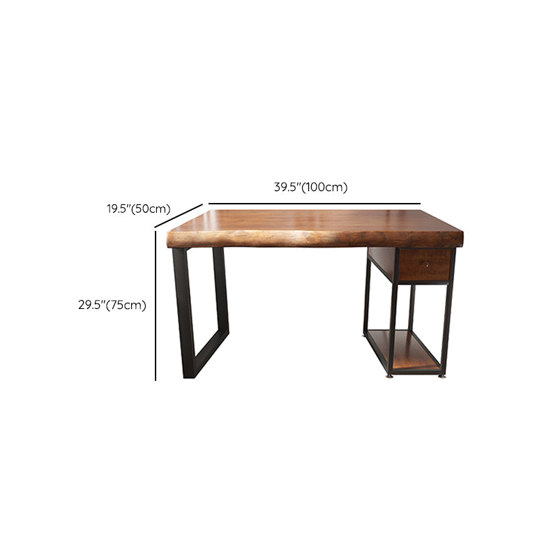 Industrial Wood Computer Desk Rectangular Office Desk with Drawer