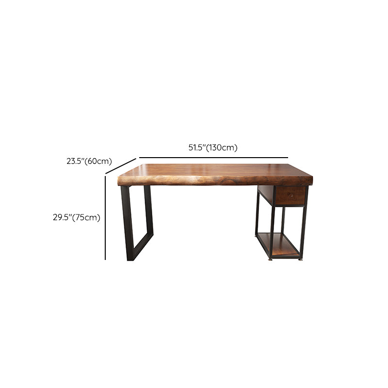 Industrial Wood Computer Desk Rectangular Office Desk with Drawer