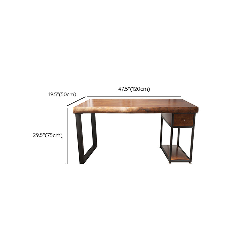 Industrial Wood Computer Desk Rectangular Office Desk with Drawer