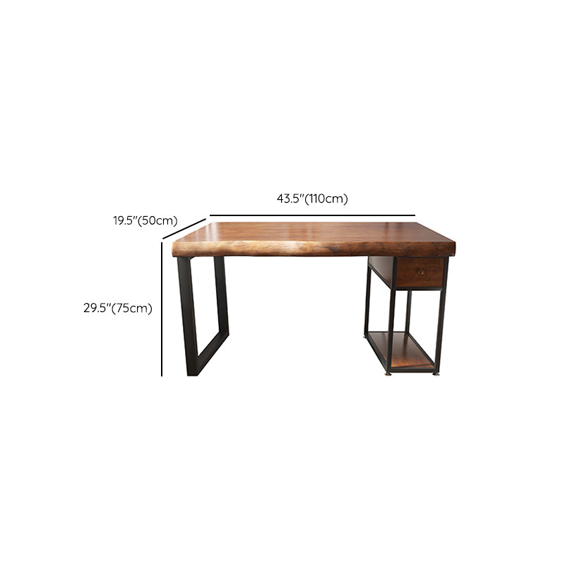 Industrial Wood Computer Desk Rectangular Office Desk with Drawer