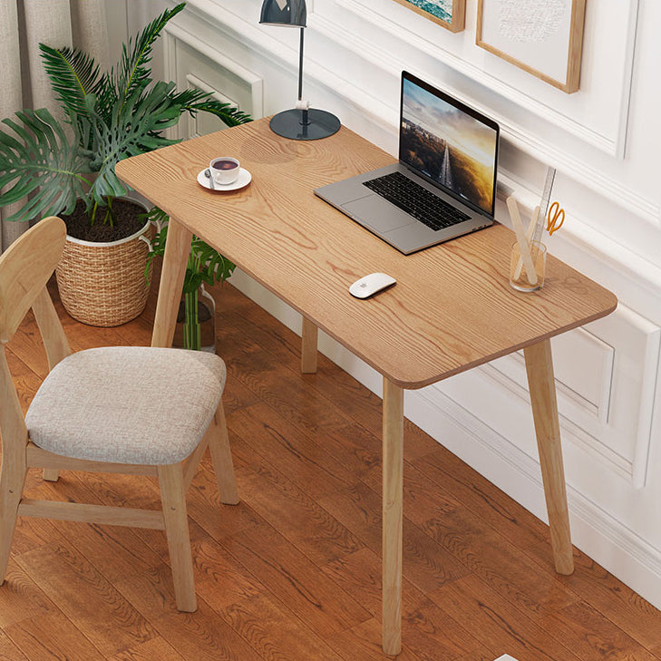 Solid Wood Curved Writing Desk Parsons Base Natural Office Desk