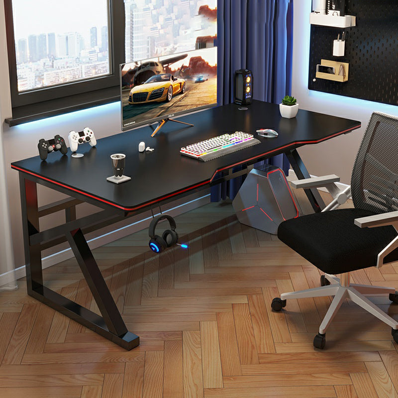 Contemporary Office Desk Antique Finish Gaming Desk with Metal Legs