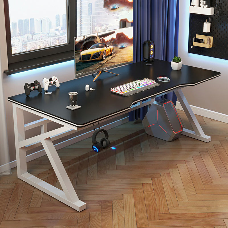 Contemporary Office Desk Antique Finish Gaming Desk with Metal Legs