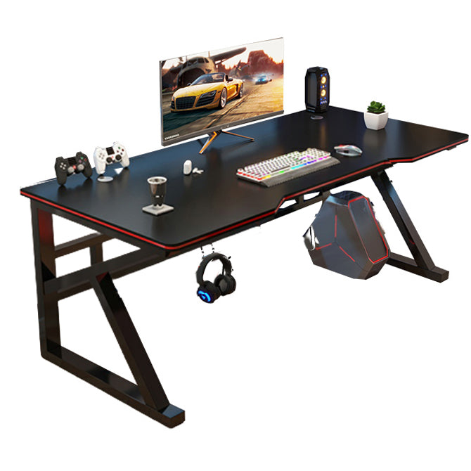 Contemporary Office Desk Antique Finish Gaming Desk with Metal Legs