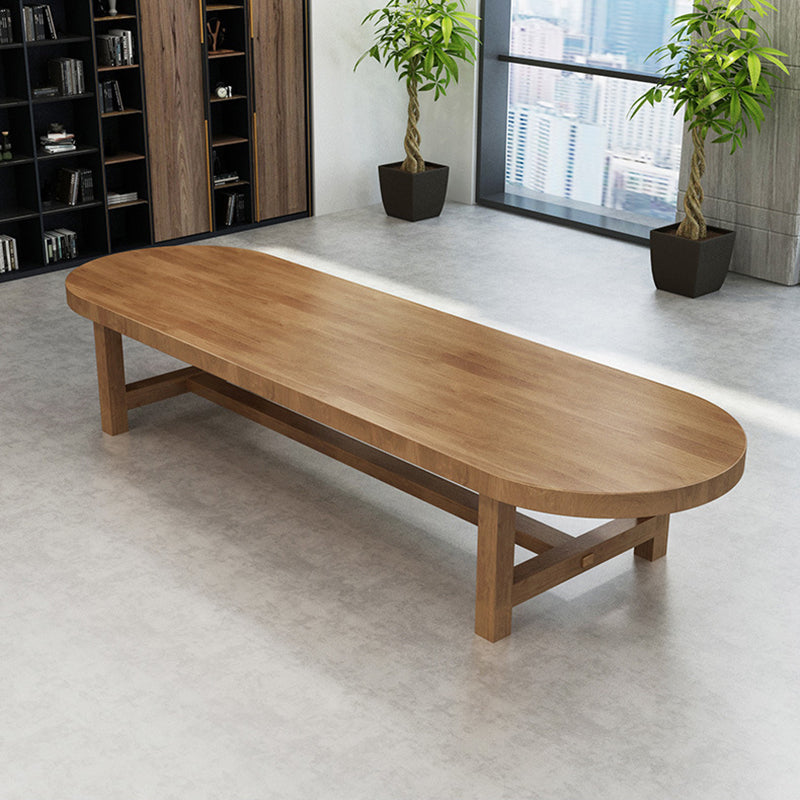 29.25-inch H Contemporary Office Desk Solid Wood Oval Writing Desk